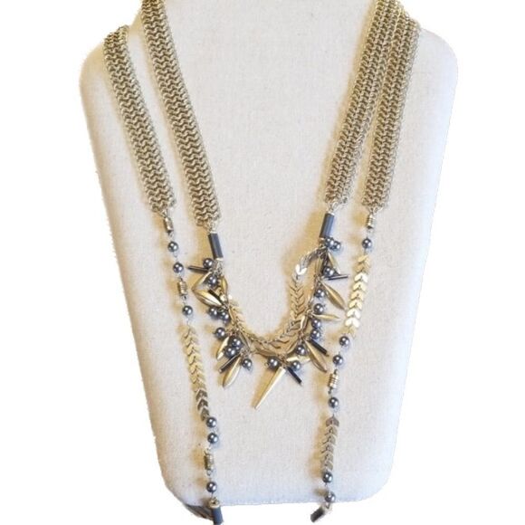 stella & dot ~ laurel lariat ~ grayish black pearls & gold beads versati… - Picture 12 of 13